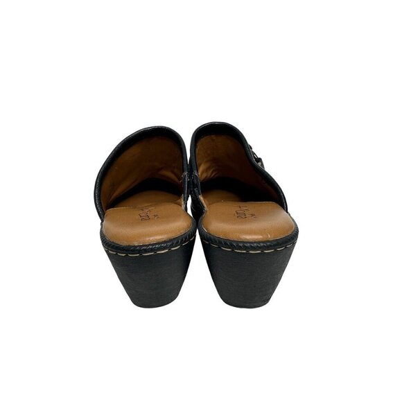 Eurosoft Black Upper Leather Slip-On Clogs Heeled Comfort Mules With Buckle - Picture 7 of 16
